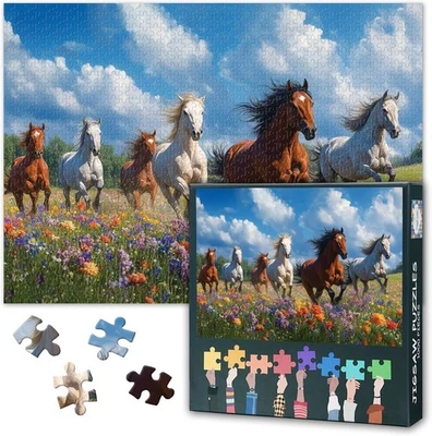 Running Horses 1000 Pc Jigsaw Puzzle, Brand New-Sealed Box! - Image 1 of 4