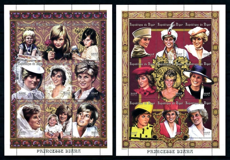 Níger 1997 Sc#964/964J Diana Princesa de Gales 2ª edición 2 hojas MNH Foto 1 de 1