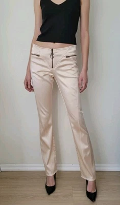 Pantalones de satén Cavalli raros talla 42 rosa salmón diseñador Barbie Core Foto 1 de 4