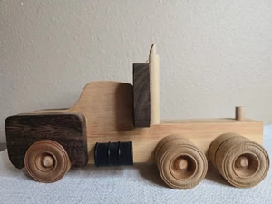 Hand Crafted Vintage Wooden Toy  Tractor Trailer Semi Truck Richard Grimm - Picture 1 of 10
