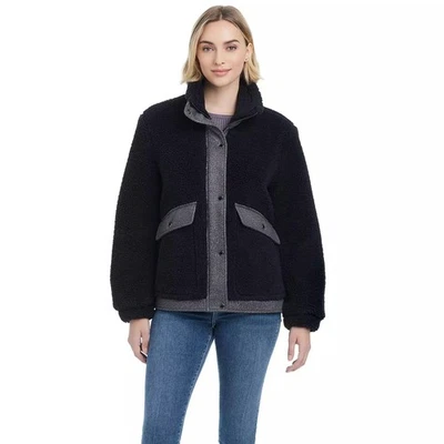 Women's Modern Supply by Sanctuary Sherpa Bomber Jacket Size Black M MSRP $120 - Image 1 of 4