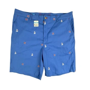 J. McLaughlin Shorts Mens 38 Blue Devon Embroidered Lightweight Sailboats NWT - Picture 1 of 14
