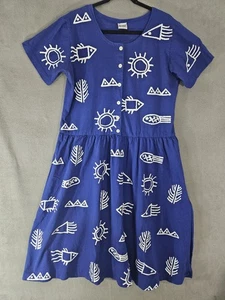 Maxi abito casual M. Mac blu navy pesce spiaggia cotone grande boho bottoni costieri - Foto 1 di 10
