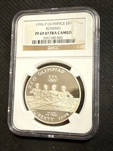 1996-P Atlanta Olympics Rowing SILVER $1 NGC PF69 Ultra Cameo - Picture 1 of 2