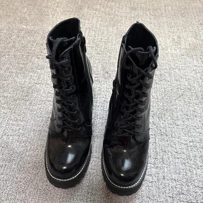 Botas de Combate Jeffrey Campbell con Cordones Plataforma Gruesa, Cuero Negro, Mujer’s 8.5 Foto 1 de 3