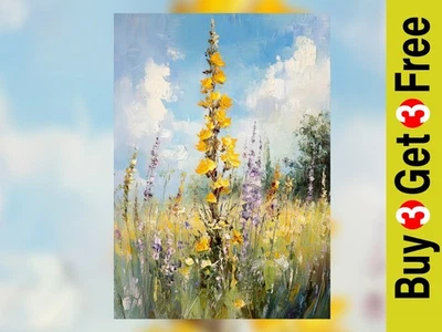 Blooming Meadow Charm 5"x7" Print on Matte Paper | Lush Nature Landscape Art - Image 1 of 4