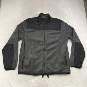 Aeropostale Mens Fleece Jacket XL TG Black Grey Zip Up Puffer Accents - Picture 1 of 9