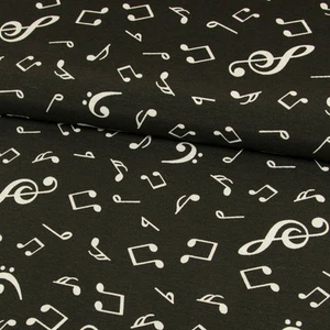 Dekostoff tanzende Musiknoten schwarz Canvas Dekoration Kissen (Preis=0,5m) - Bild 1 von 5