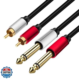 Yeung Qee 2 x 6.35 mm to 2RCA Cable,Dual 1/4 inch TS Stereo Jack Male to 2 RC - Picture 1 of 5