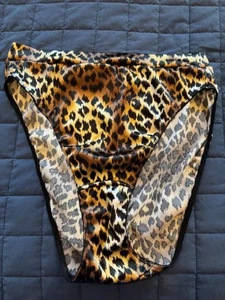 Vintage Victoria's Secret Second Skin Satin High Cut Panty Large Leopard - Picture 1 of 3