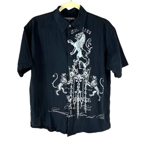 Camisa US Expedition Negra Gráfica Escudo de León Para Hombre M 100% Algodón Informal Rocker  - Imagen 1 de 5