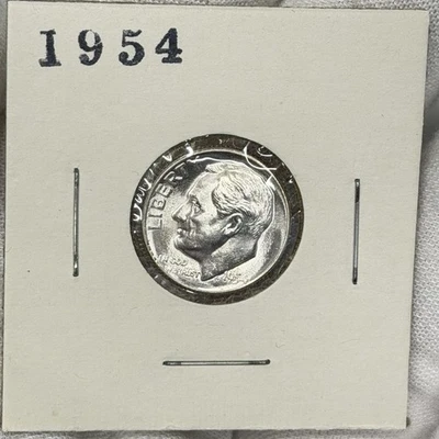 1954-P 10c Roosevelt Dime Ten Cents UNC 90% Silver Philadelphia US Coin - Image 1 of 4