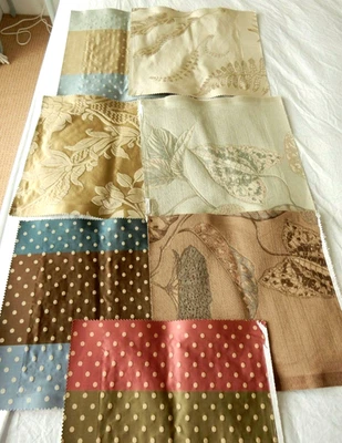 GP & J Baker Fabric Samples 5 SILK & 2 LINEN MIX  12" x 13" Crafts Hobby Art - Image 1 of 4