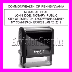 Timbro gomma autoinchiostrante ufficiale personalizzato NOTAIO PUBBLICO PENNSYLVANIA T4914 nero - Foto 1 di 6