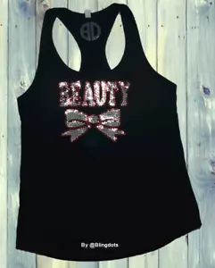 Beauty Bling racerback Tank Top sequins Gym crossfit workout training Shirt - Picture 1 of 6