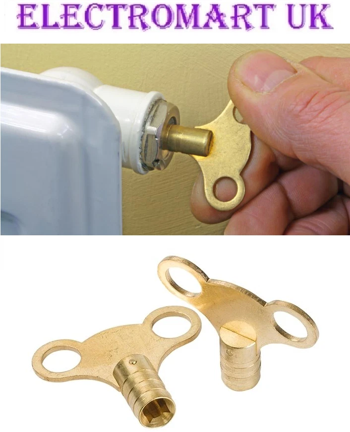 2 X SOLID BRASS RADIATOR BLEED AIR LOCK KEY KEYS PLUMBING EASY GRIP - Image 1 of 1