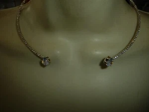 DELIQUET UMWICKELHALS SILBERFARBEN MIT STRASSENDEN HALSBAND HALSKETTE #22/4 - Bild 1 von 6