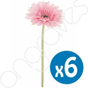 Set 6 Fiori Seta Artificiale Gerbera Testa Piccola Rosa Polverosa (55cm) Decorativi - Foto 1 di 1