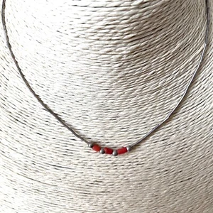 70s Vintage RED CORAL Sterling Silver NECKLACE Hallmarked A Ltd Birmingham 1976 - Picture 1 of 11