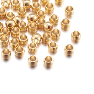 100pcs 2.5mm Golden Rondelle 304 Stainless Steel Spacer Beads Tiny Loose Beads - Picture 1 of 7