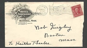 CUBIERTA HAVERHILL MA HOTEL THORNDYKE 1909, ÁSPERA ABIERTA EN EL LADO DERECHO - Imagen 1 de 1