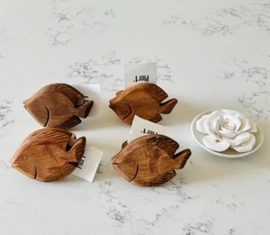 pier 1 wooden fish rings napkin rings - Picture 1 of 9