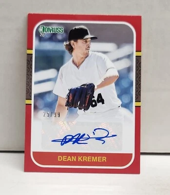 DEAN KREMER 2021 Donruss RED ~ AUTO #'d /99 ~ ORIOLES - Image 1 of 2