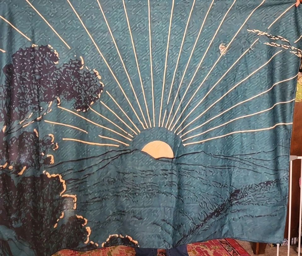 NUEVO SIN ETIQUETAS 50x58" Banner Telón de fondo Tela Colgante de pared Verde Naturaleza Montañas Sol Foto 1 de 1