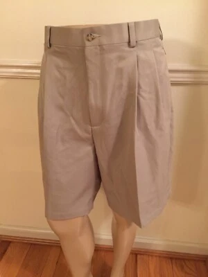 NWT Men's Grand Slam 40 W Shorts Easy Care Tan Pleated 9” Inseam Gripper Waist - Image 1 of 4