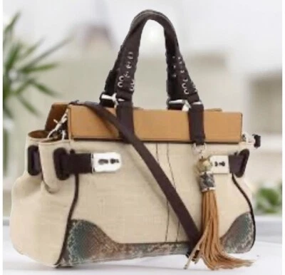 Rafe Bags Rafe 纽约“Roopal”蛇纹印花亚麻棕褐色挎包 * 查看图片 — 第 1/4 张图片