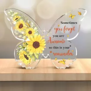 Unique Sunflower Butterfly Shaped Acrylic Plaque Tabletop Decoration - Picture 1 of 8