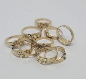 10K Yellow Gold Baby Nugget Ring for Baby Kids Children Women Size 1 -7 Sizable - Picture 1 of 15