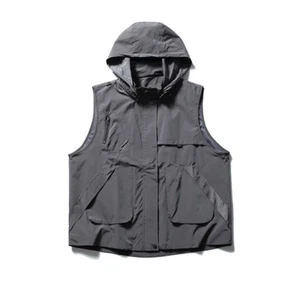 Spring Fashionable Loose Sleeveless Top Japanese Retro Hooded Vest Men - Picture 1 of 22