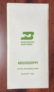 Burlington Northern Railroad 1983 Mississippi State Railroad Map in sleeve PR1 - Picture 1 of 3