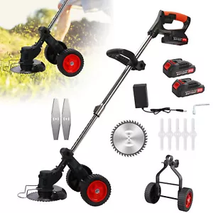 2 Wheel Electric Cordless Lawn Mower 3 in 1 D-Shaped Handle Rechargeable - Picture 1 of 9