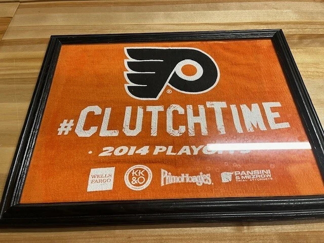 2014 Vintage Framed 18"x14" Philadelphia Flyers Rally Towel Clutch Time - Image 1 of 3