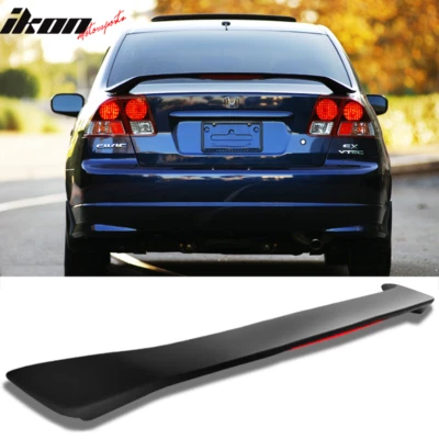 Alerón de maletero estilo OE para Honda Civic 01-05 con tercera luz de freno LED negro mate Foto 1 de 4