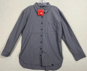 North Face Shirt Damen große Knopfleiste grau Nylon Langarm Wandern Outdoor - Bild 1 von 12