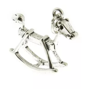 Dije de caballo mecedor de plata esterlina 925 hecho en EE. UU. - Imagen 1 de 2