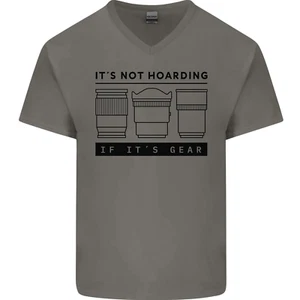 Non Hoarding Fotografia Fotografo Fotocamera Uomo Scollo A V Cotone T-Shirt - Picture 1 of 31