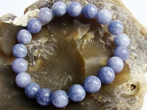 Pulsera Piedras Preciosas Naturales Aguamarina Febrero Piedra Natal 10mm Cuentas Estirables - Imagen 1 de 3