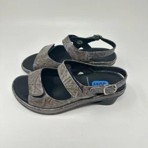 WOLKY Women Sandal Patent Gray Slingback Comfort Wedge Size EU 38/US 7 - Picture 1 of 16