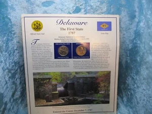 Delaware the First State Stamp and Quarter Collectors Page - Picture 1 of 2