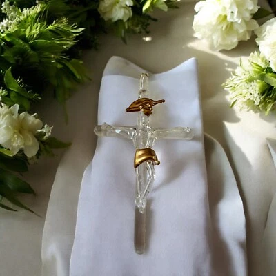 20 Pcs Hangable Crucifix Hand Blown Glass Mexican Art Work Religious Party Favor - Image 1 of 4