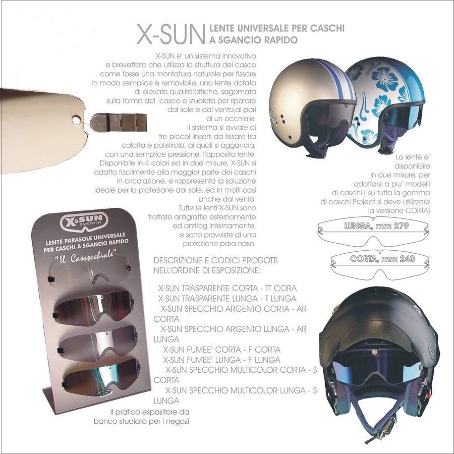 Lente Universale Visiera Casco X-SUN Parasole Fumo Specchio Argento Multicolor - Immagine 1 di 1