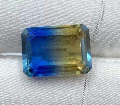 Bi Color Crystal Tourmaline Doublet Stone Loose Bi Color Gemstone 10x14 Octagon - Image 1 of 4