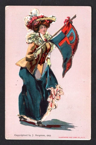1905 UNIVERSITY OF PENNSYLVANIA ILLUSTRATED FOOTBALL POSTCARD SUPER COLORFUL Cover