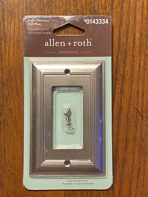 Allen & Roth Single Dimmer Decorador Placa de Pared Níquel Satinado #0143334 - NUEVO Foto 1 de 3