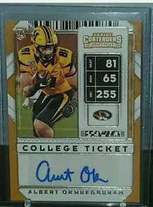2020 Albert Okwuegbunam Panini Contenders Draft Picks Biglietto College Auto RC!! - Foto 1 di 2