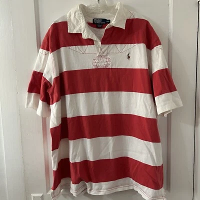 Polo Vintage de Ralph Lauren Manga Corta Rugby Camisa Atrevida Rojo Rayas Polo XXL Foto 1 de 4